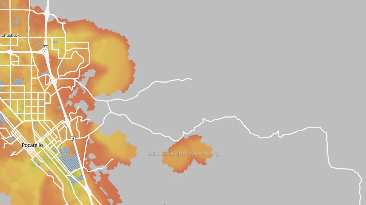 Bike Grade map of Portneuf, ID