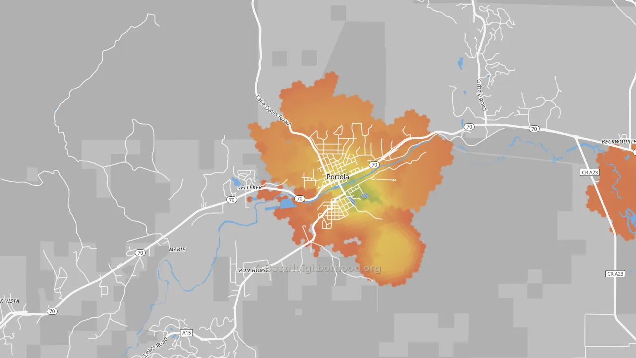 Bike Grade map of Portola, CA