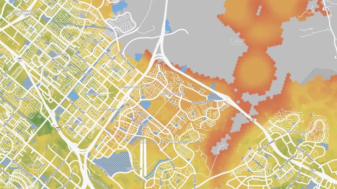 Bike Grade map of Portola Springs, Irvine, CA