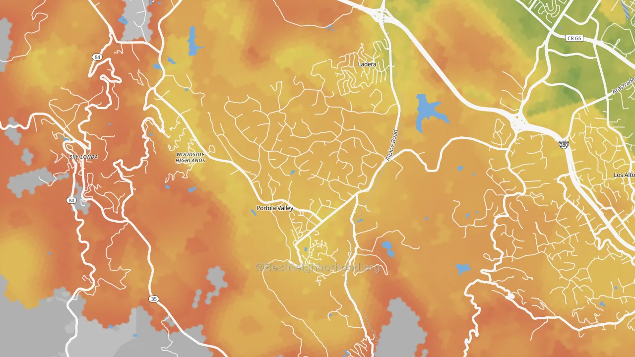 Bike Grade map of Portola Valley, CA
