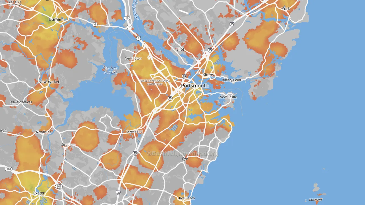 Bike Grade map of Portsmouth, NH