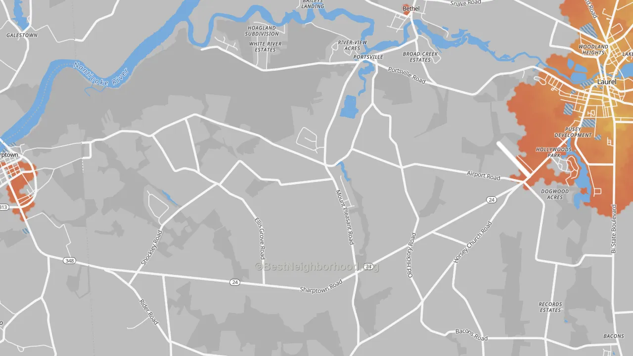 Bike Grade map of Portsville, DE