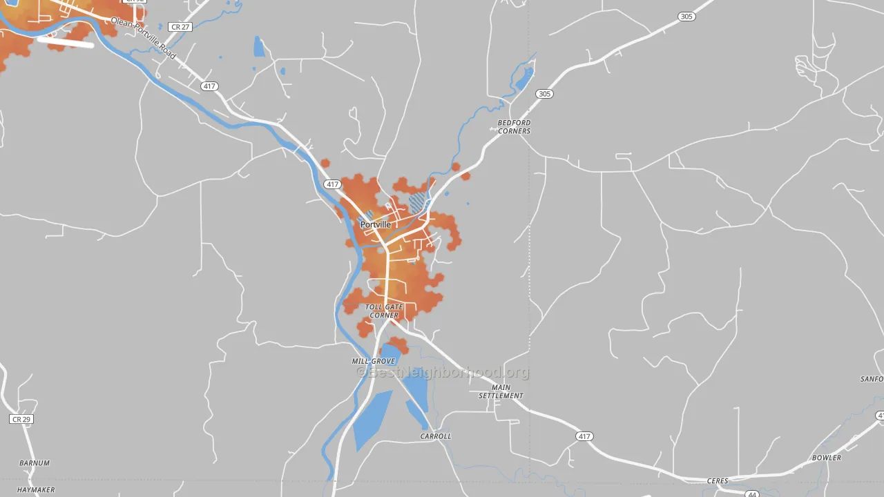 Bike Grade map of Portville, NY