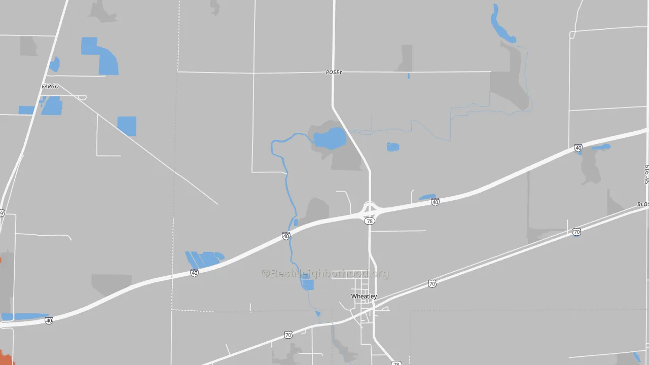 Bike Grade map of Posey, AR