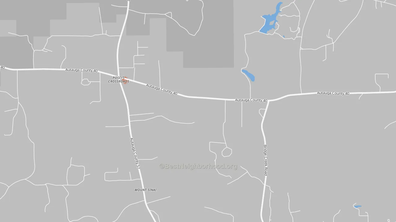 Bike Grade map of Poseys Crossroads, AL