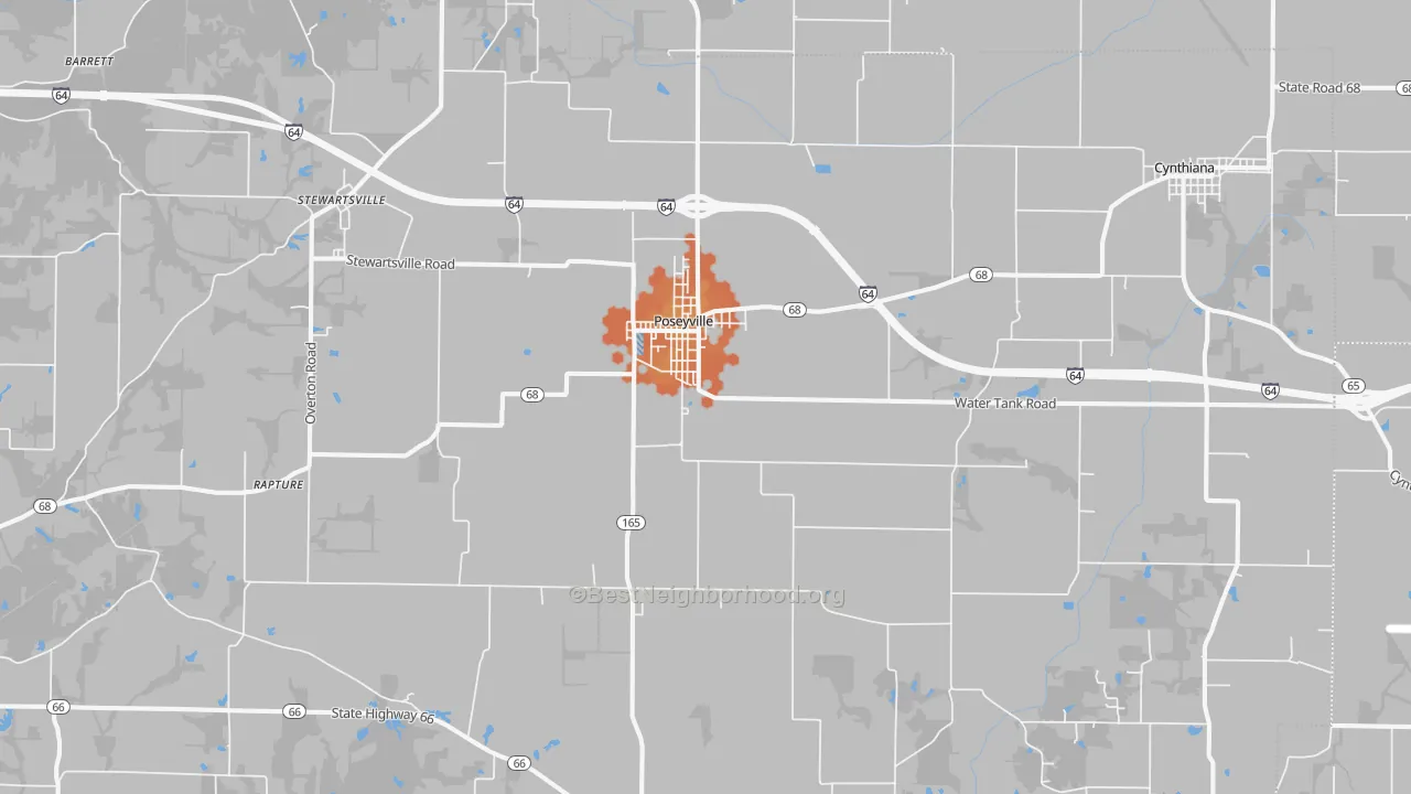 Bike Grade map of Poseyville, IN