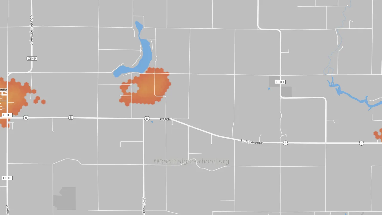Bike Grade map of Poskin, WI