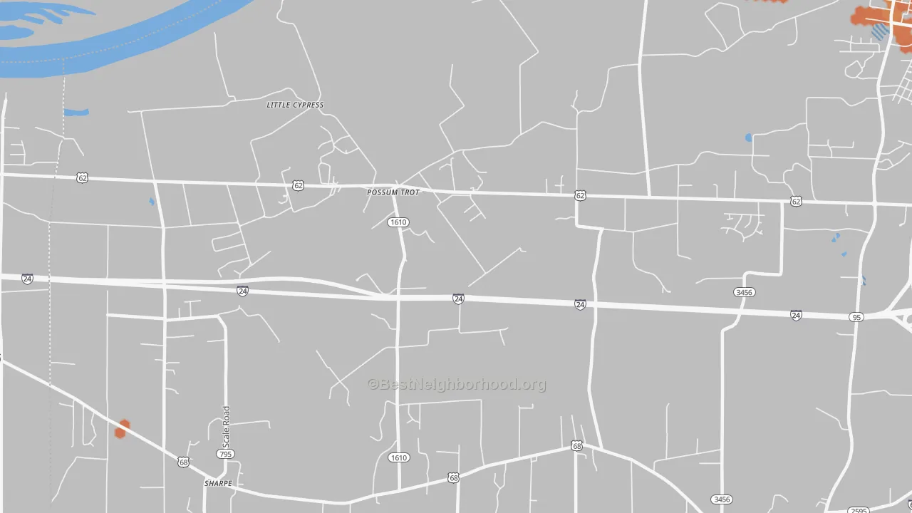 Bike Grade map of Possum Trot, KY
