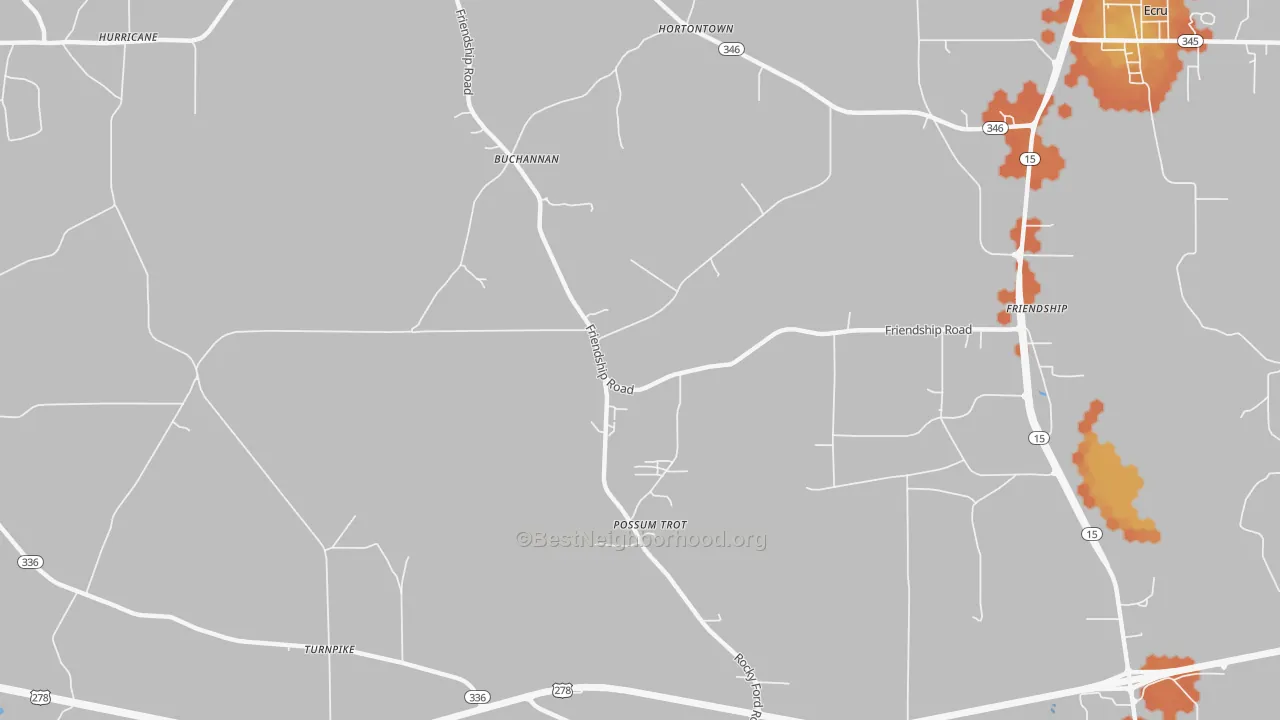Bike Grade map of Possum Trot, MS