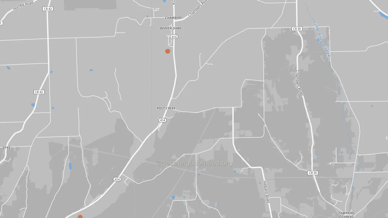 Bike Grade map of Post Creek, NY