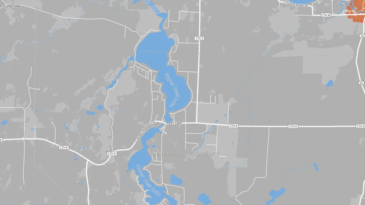 Bike Grade map of Post Lake, WI