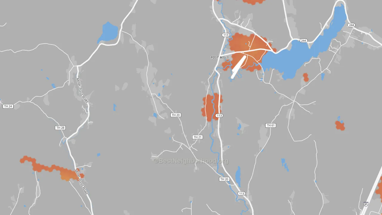 Bike Grade map of Post Mills, VT