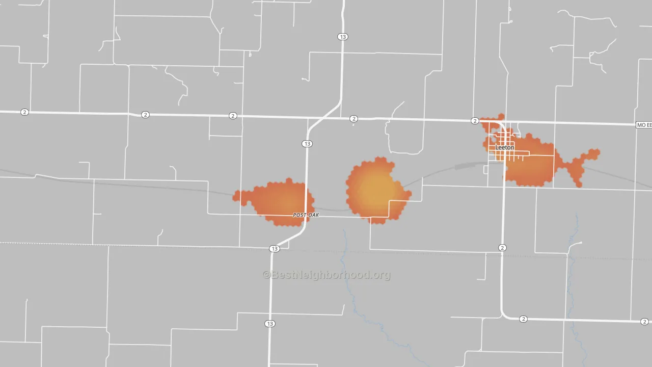 Bike Grade map of Post Oak, MO