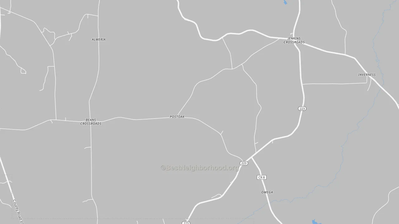 Bike Grade map of Postoak, AL