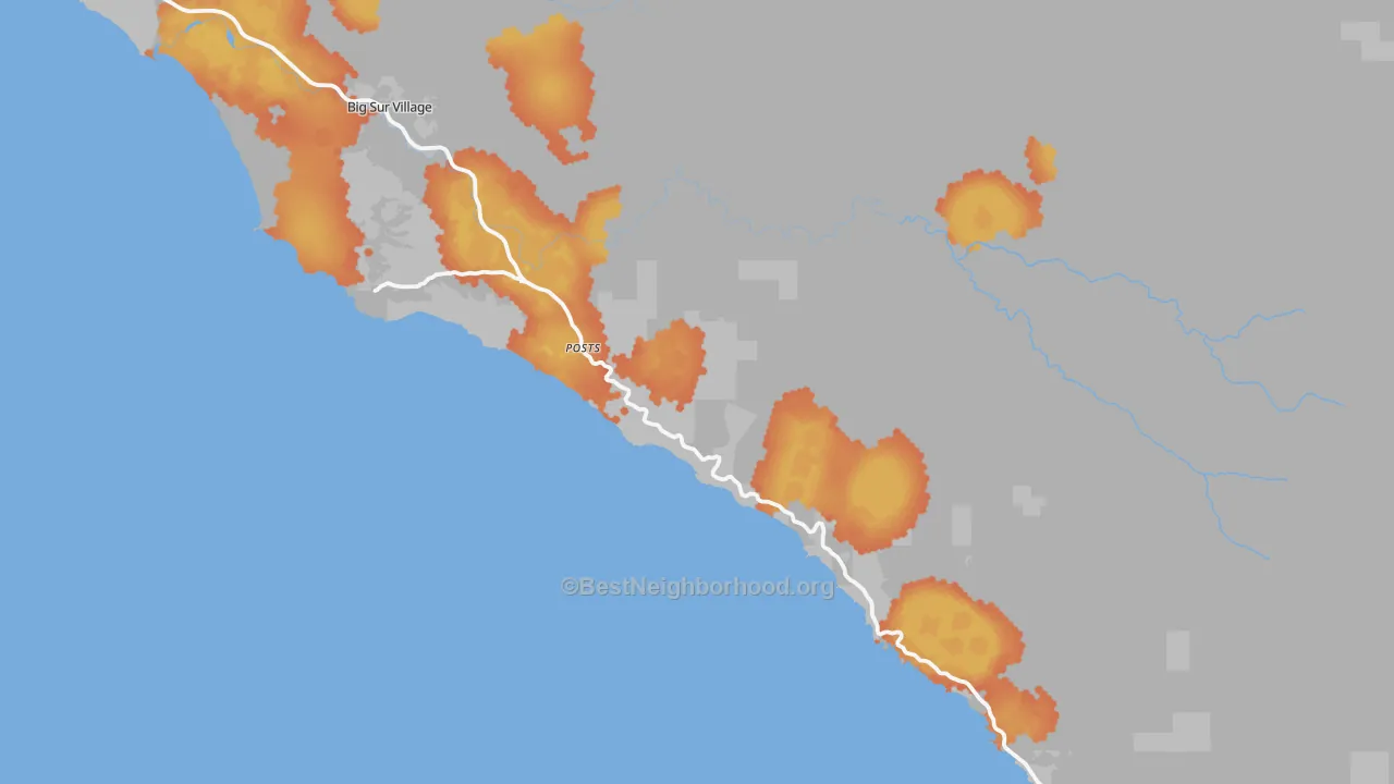 Bike Grade map of Posts, CA