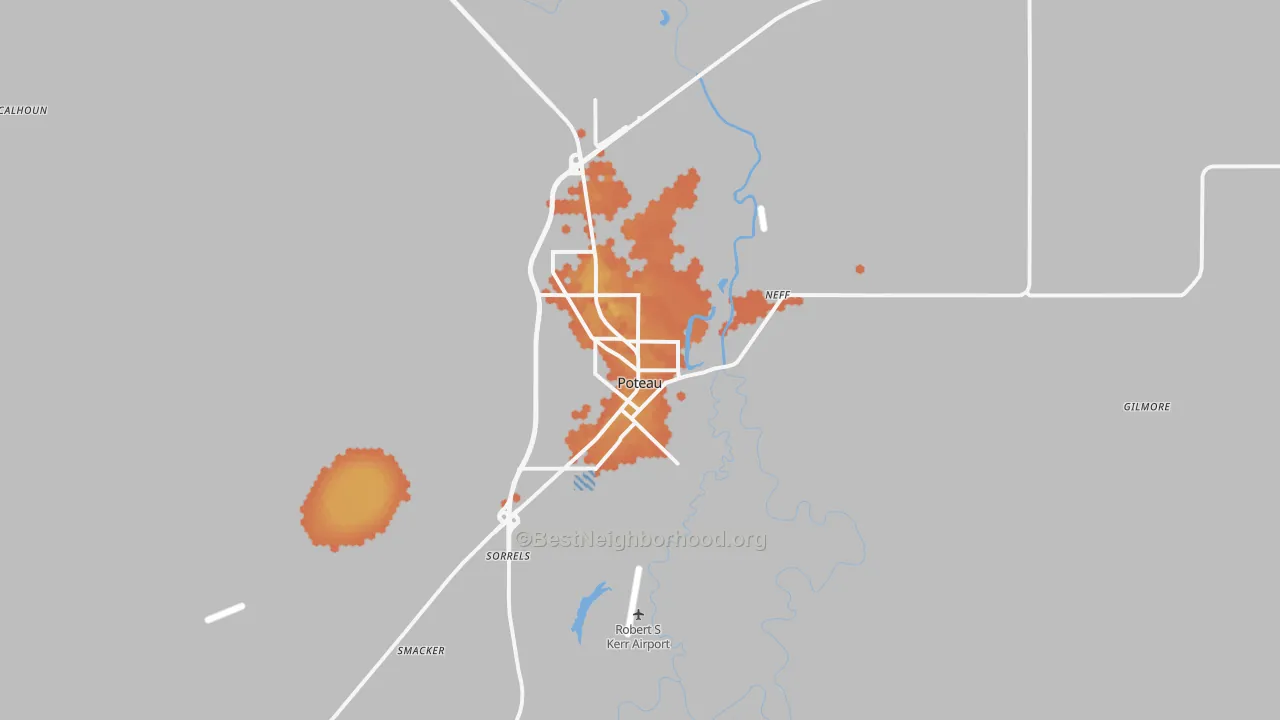 Bike Grade map of Poteau, OK