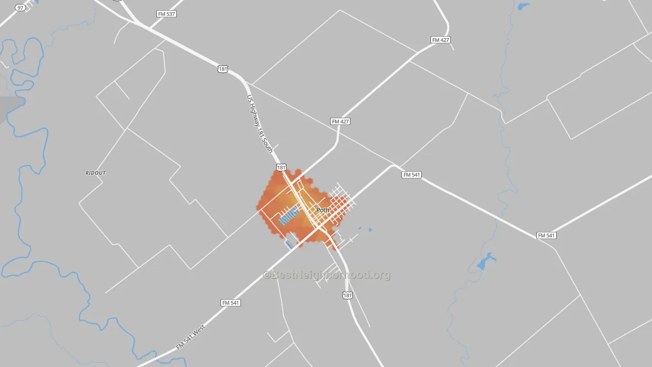 Bike Grade map of Poth, TX