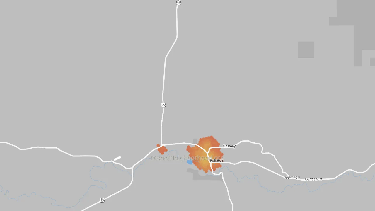 Bike Grade map of Potlatch, ID