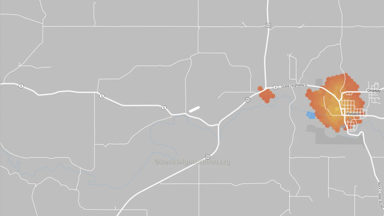 Bike Grade map of Potlatch Junction, ID