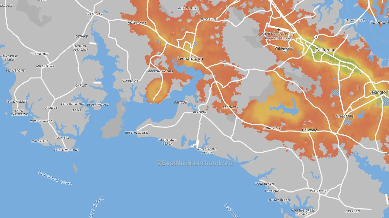 Bike Grade map of Potomac Shores, MD