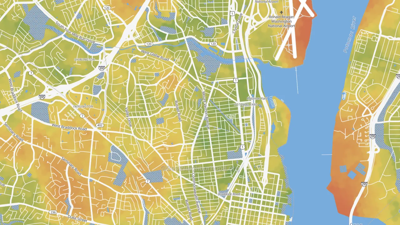 Bike Grade map of Potomac West, Alexandria, VA