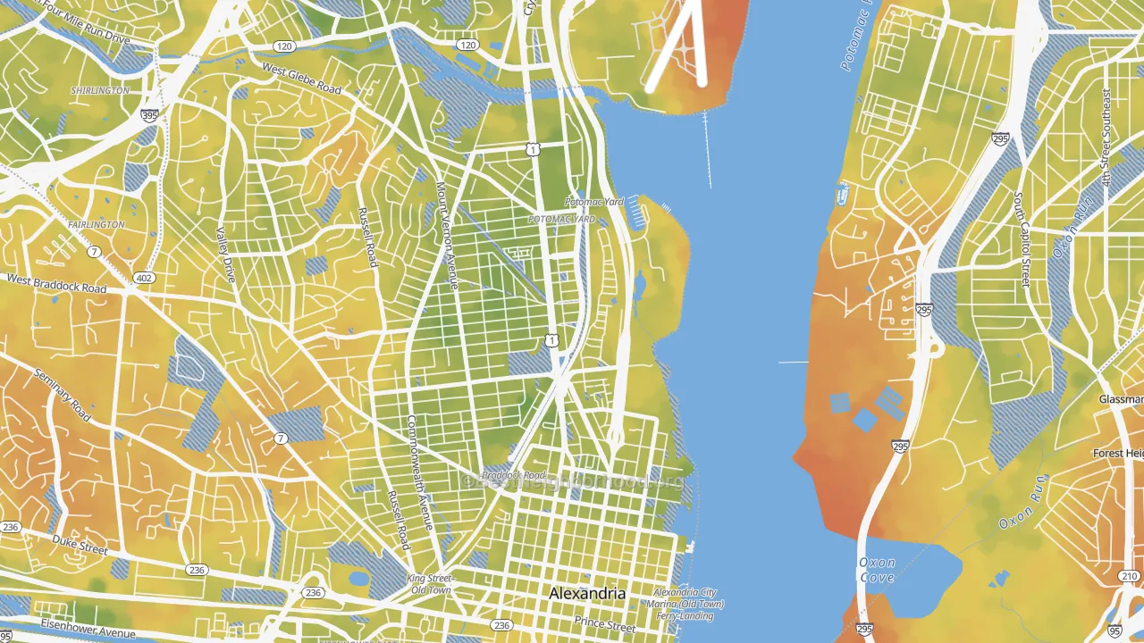Bike Grade map of Potomac Yard-Potomac Greens, Alexandria, VA