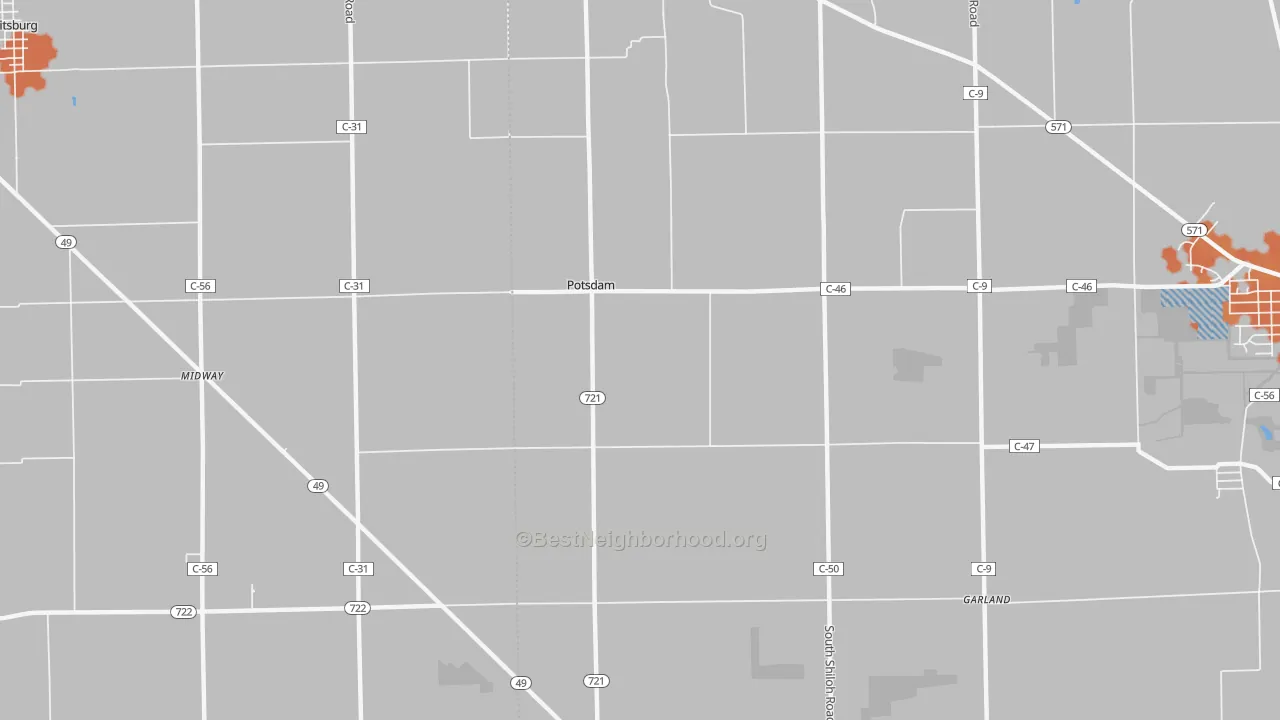 Bike Grade map of Potsdam, OH