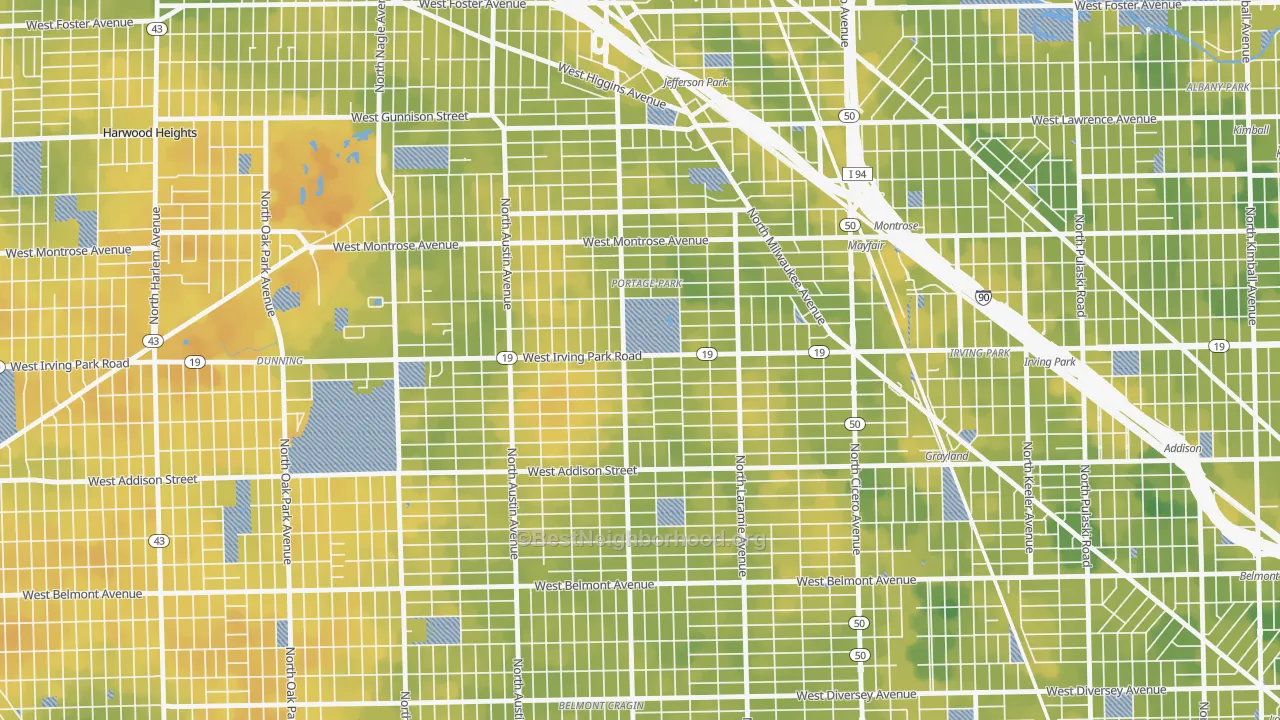 Bike Grade map of Pottage Park, Chicago, IL