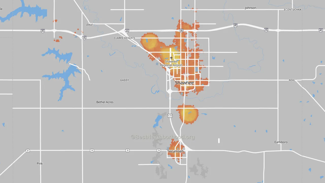 Bike Grade map of Pottawatomie County, OK
