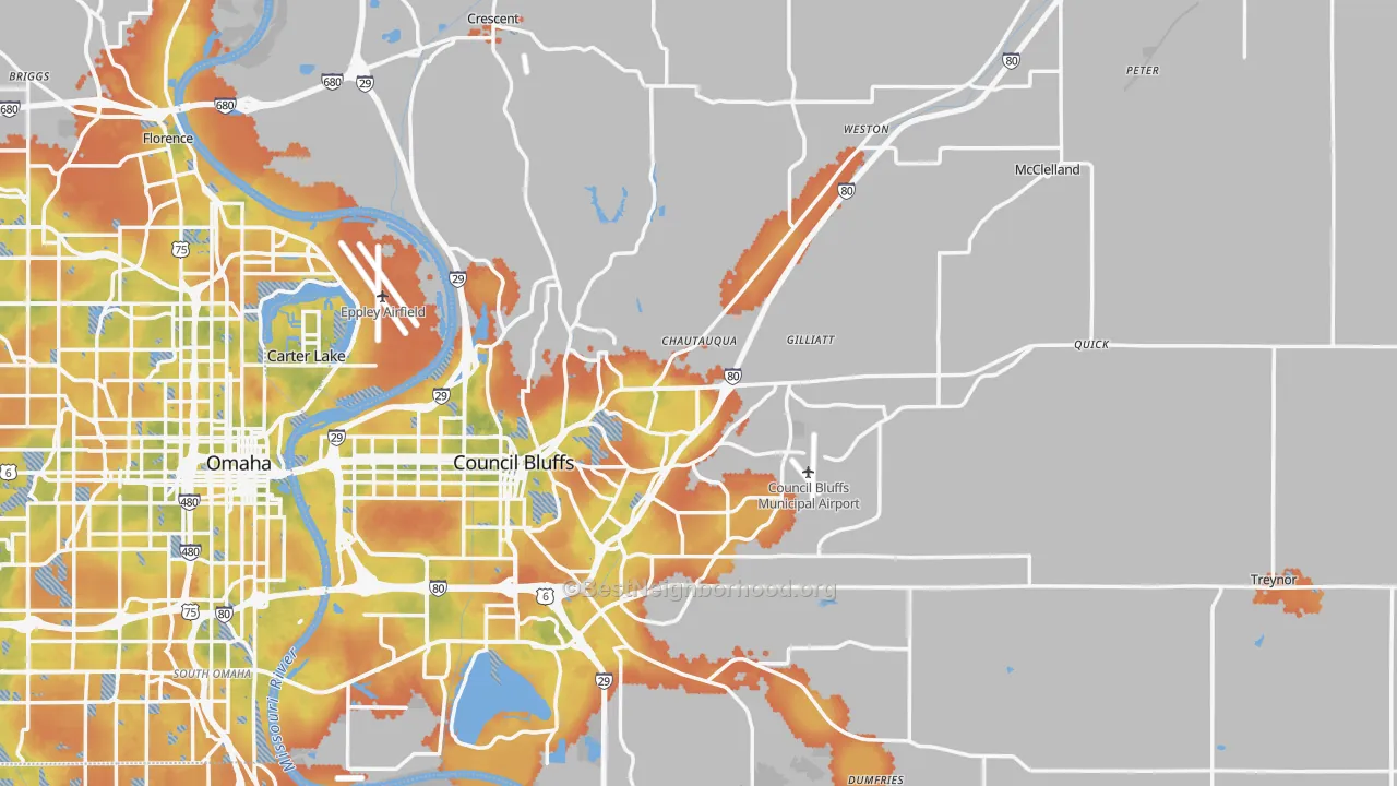 Bike Grade map of Pottawattamie County, IA
