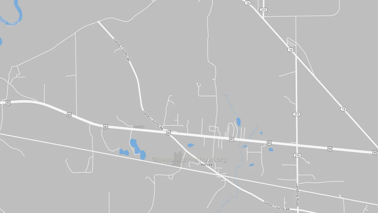 Bike Grade map of Potter, AL
