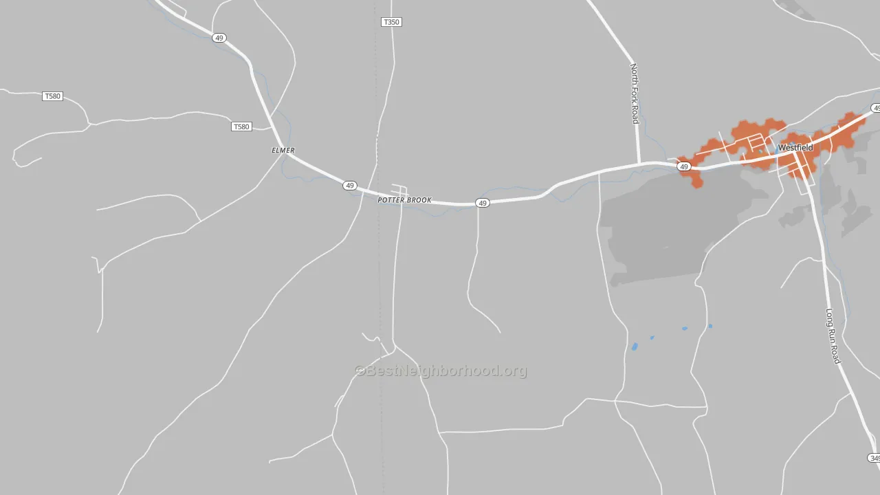 Bike Grade map of Potter Brook, PA