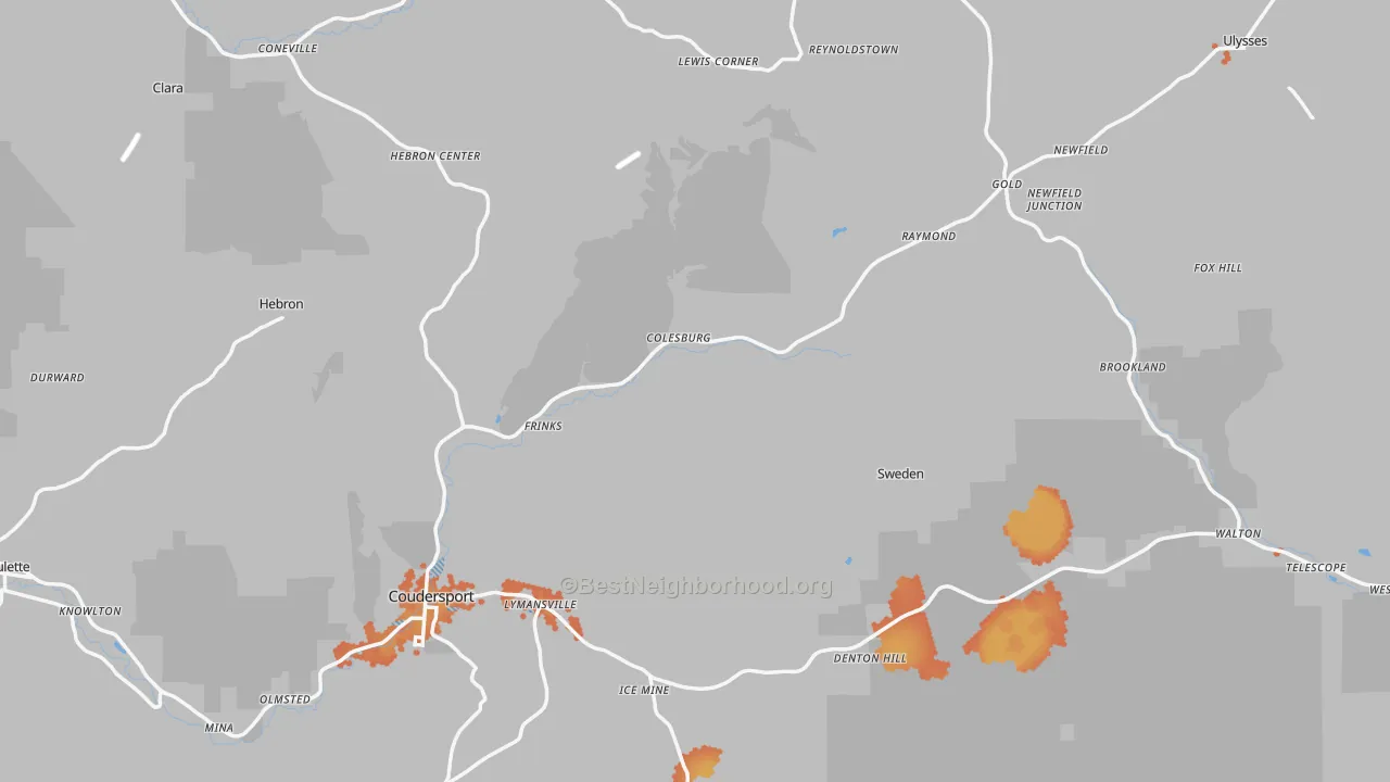 Bike Grade map of Potter County, PA