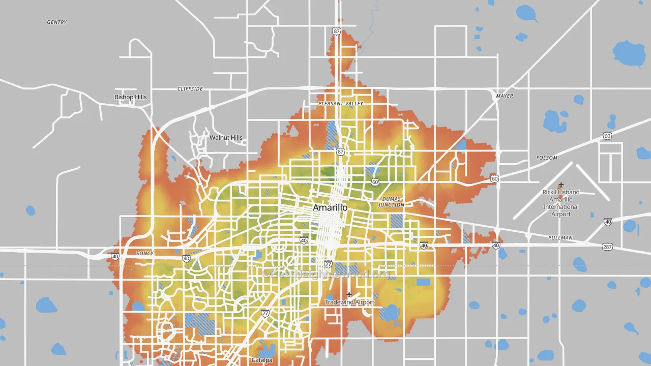 Bike Grade map of Potter County, TX