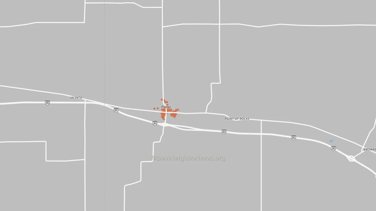 Bike Grade map of Potter, NE