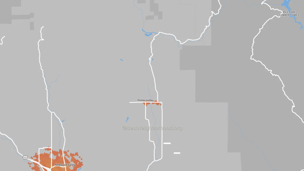 Bike Grade map of Potter Valley, CA