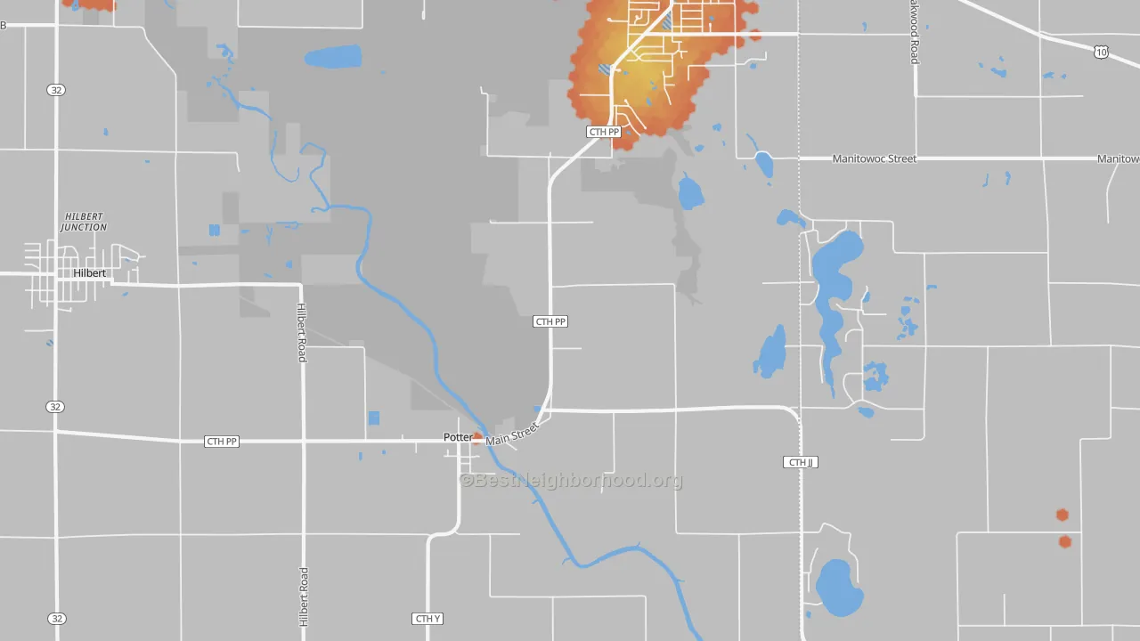 Bike Grade map of Potter, WI