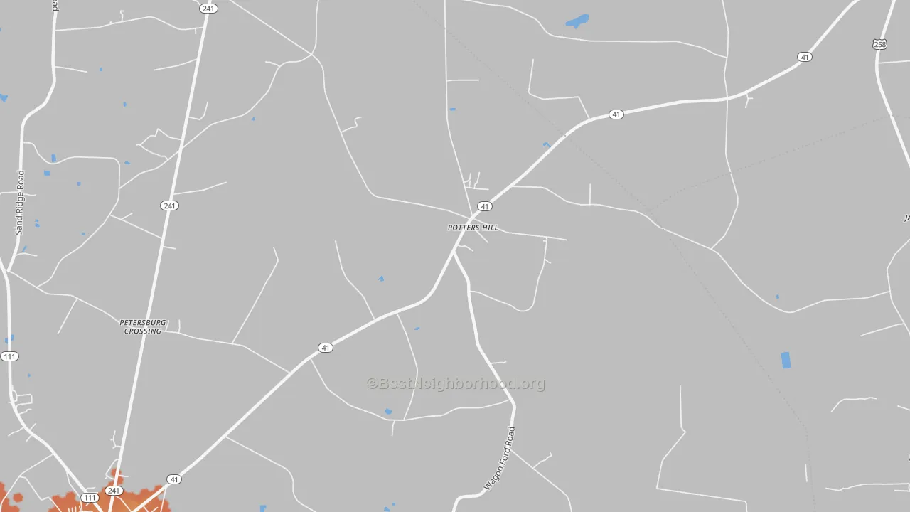 Bike Grade map of Potters Hill, NC
