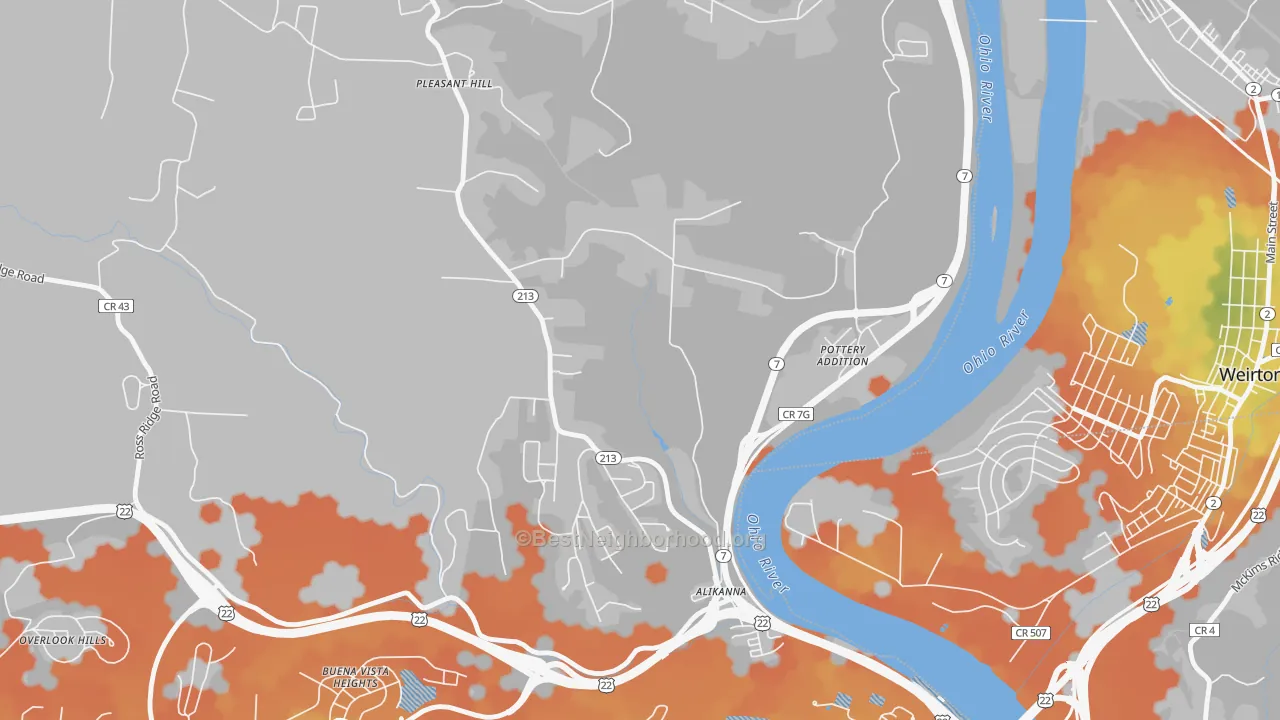 Bike Grade map of Pottery Addition, OH