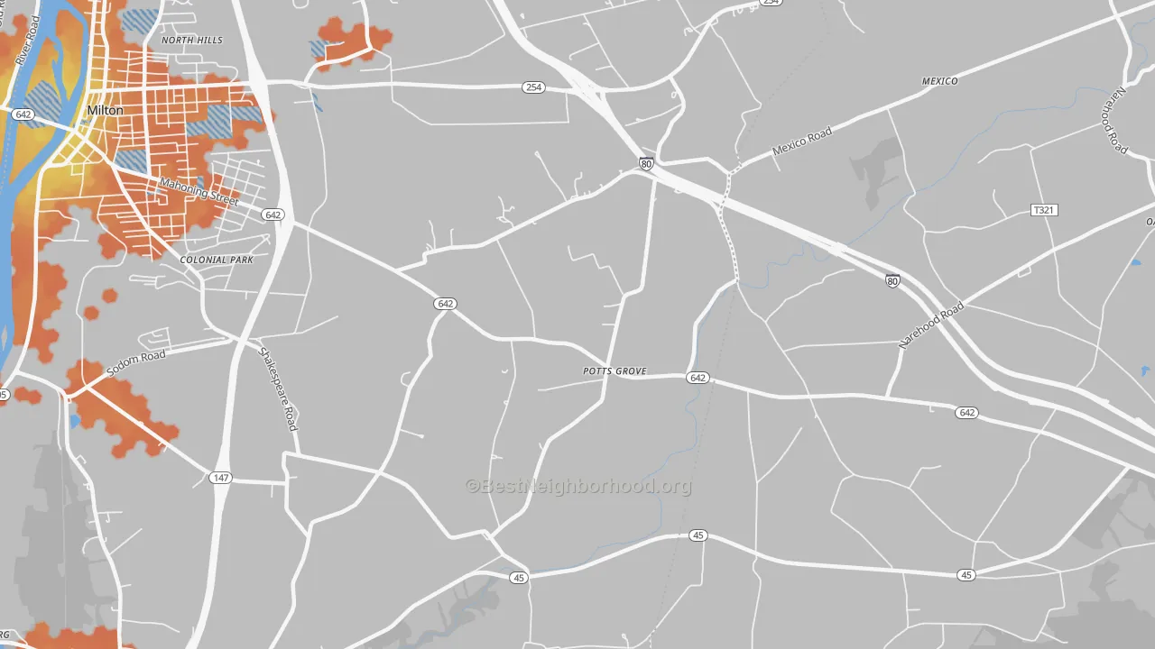 Bike Grade map of Potts Grove, PA