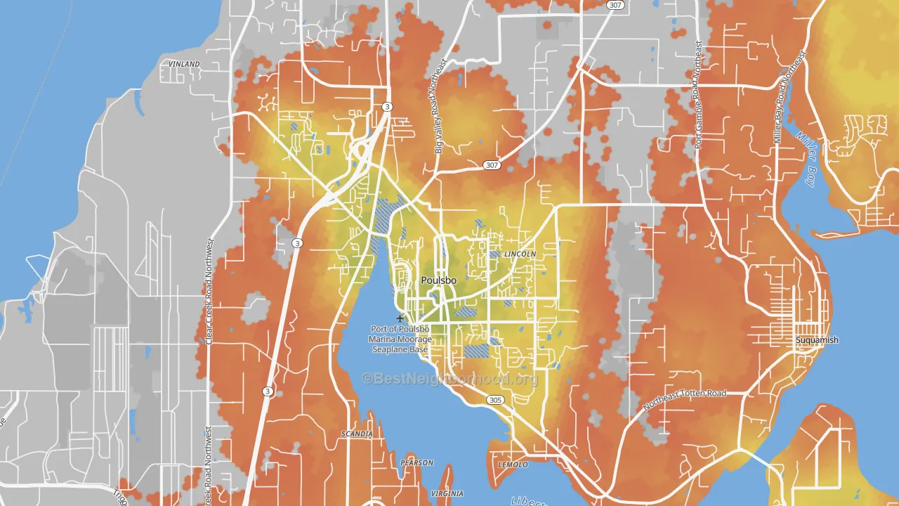 Bike Grade map of Poulsbo, WA