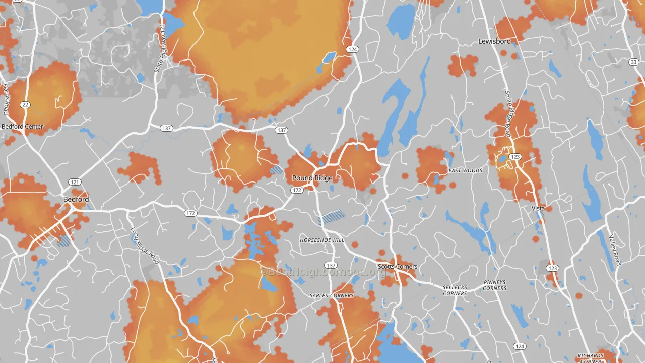 Bike Grade map of Pound Ridge, NY