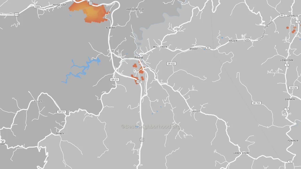 Bike Grade map of Pound, VA