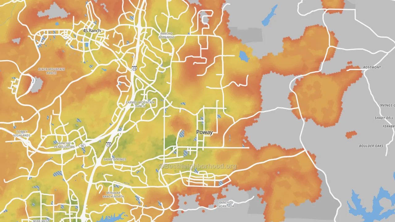 Bike Grade map of Poway, CA