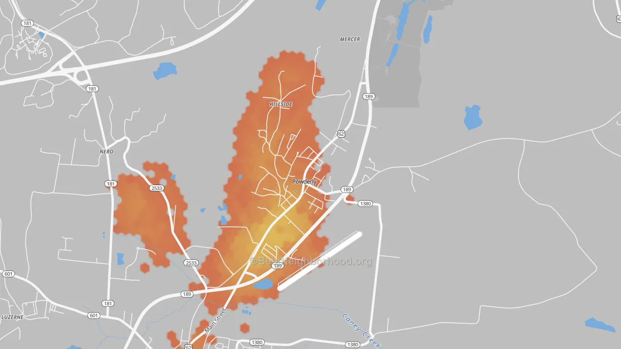 Bike Grade map of Powderly, KY