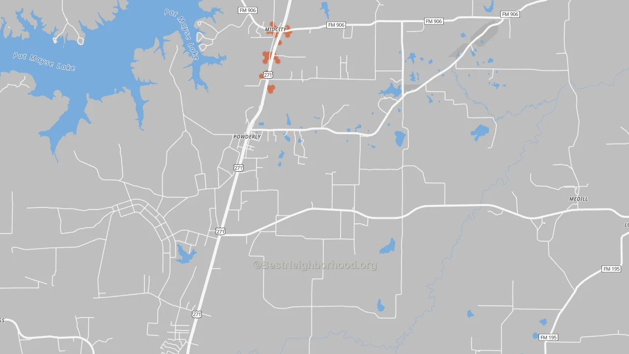 Bike Grade map of Powderly, TX