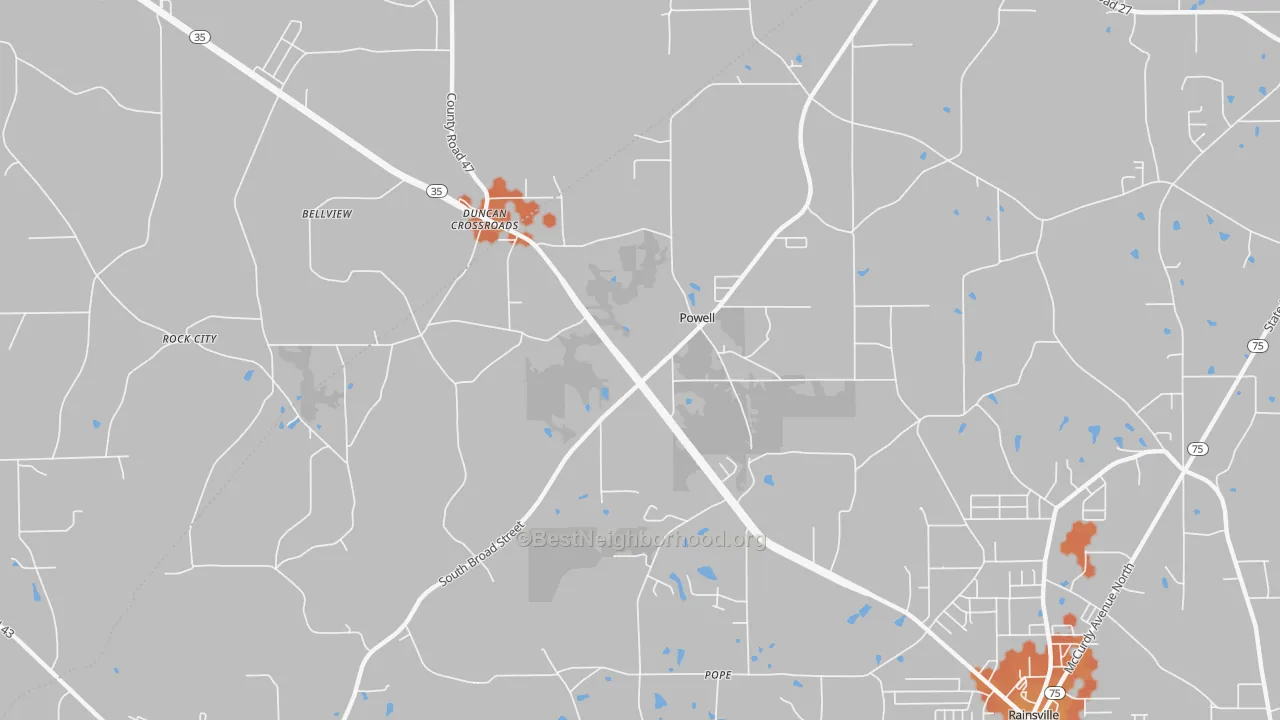 Bike Grade map of Powell, AL