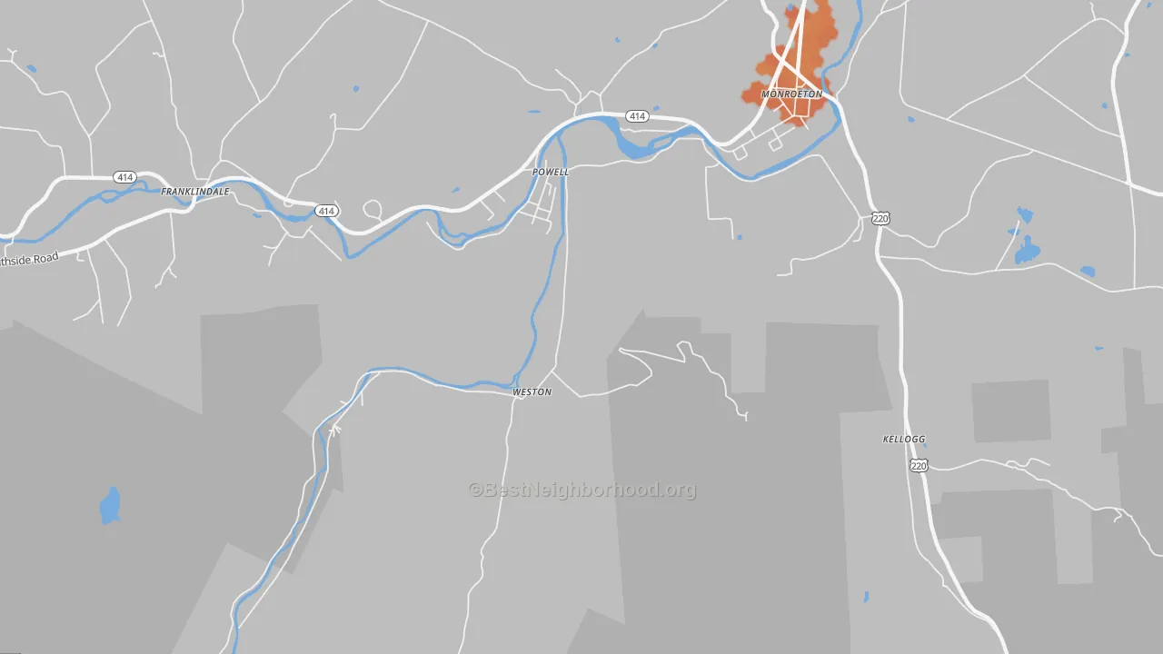 Bike Grade map of Powell, PA