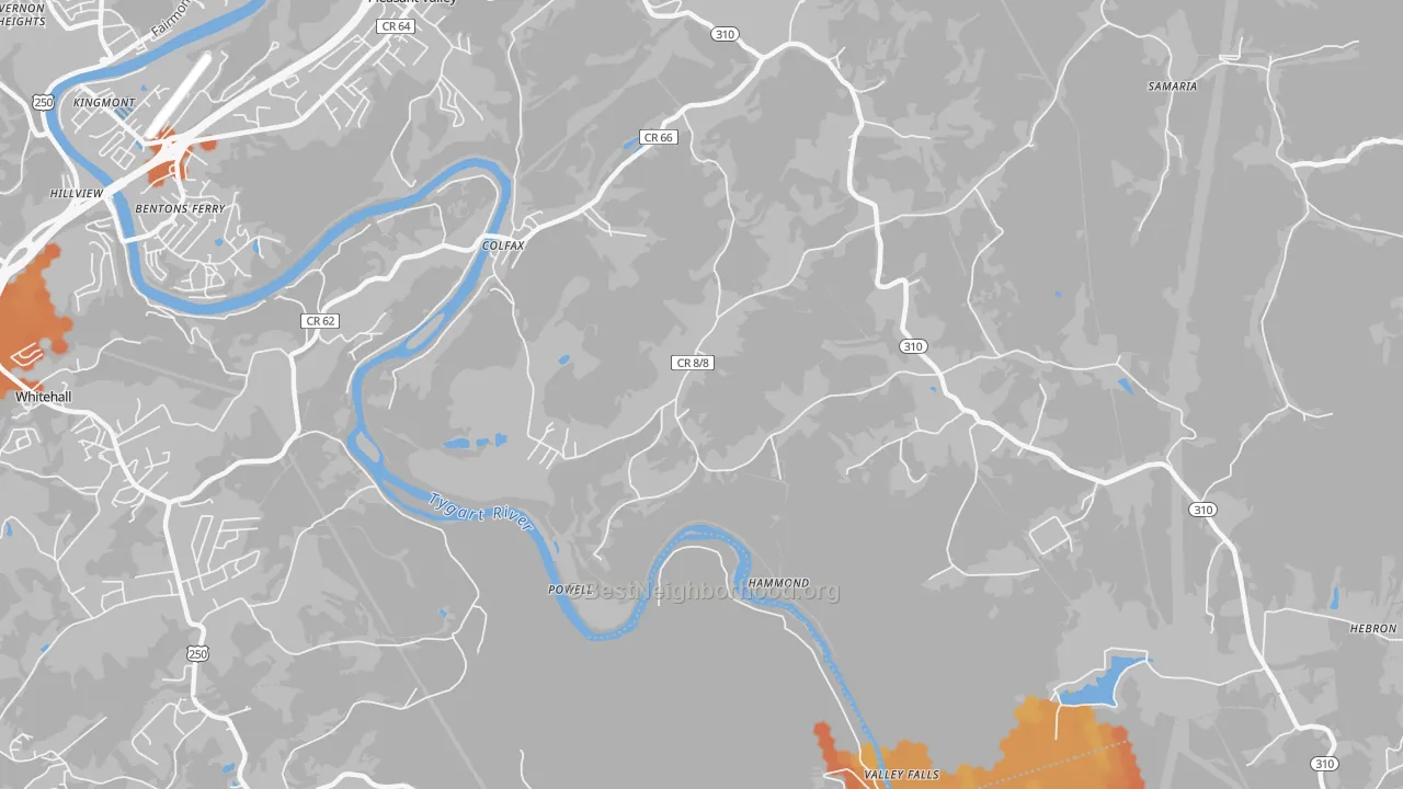 Bike Grade map of Powell, WV