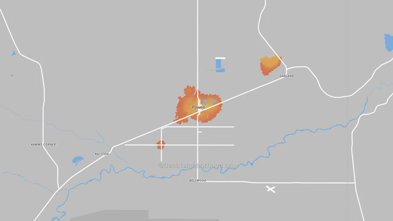 Bike Grade map of Powell, WY